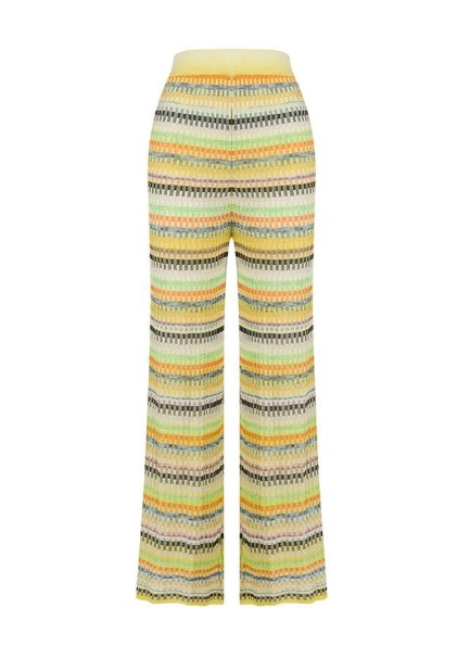 Desenli Geniş Paça Triko Pantolon - 6