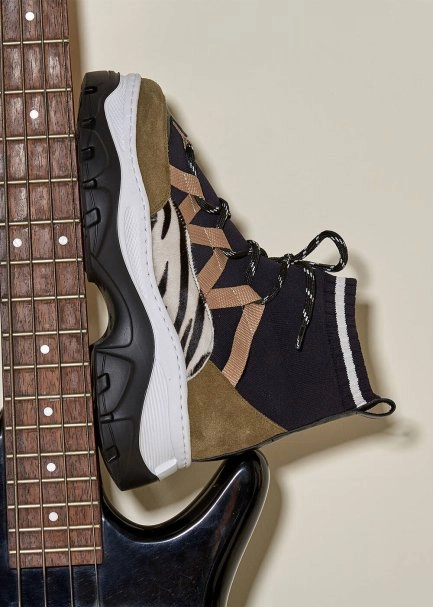 Desenli Haki Triko Sneakers - 3