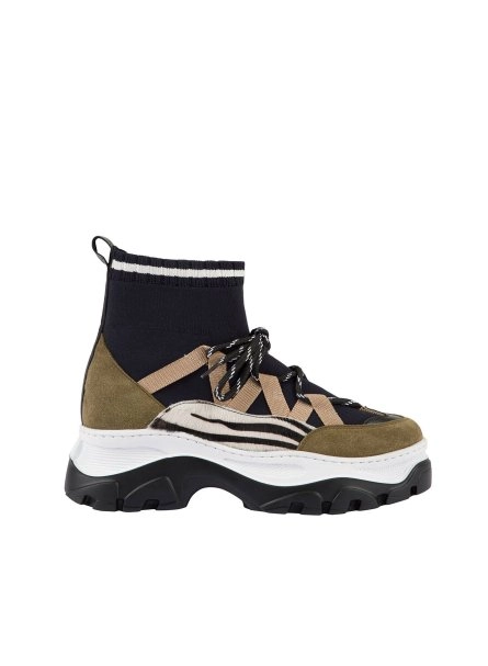 Desenli Haki Triko Sneakers - 4