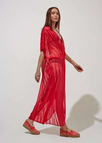 Desenli Kırmızı Espadril Triko Ayakkabı - 2