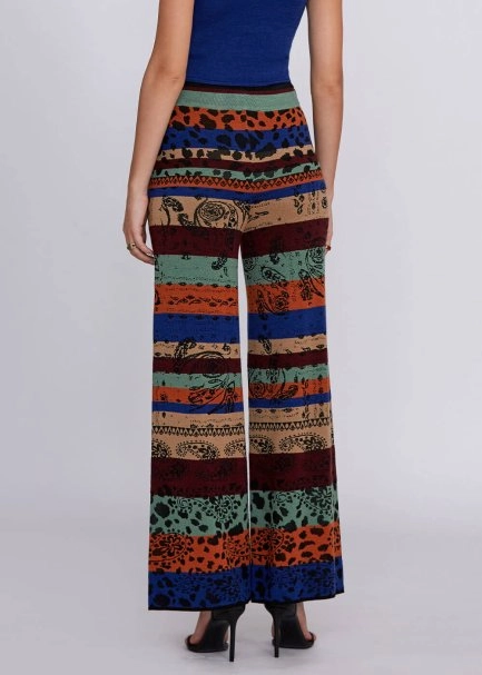 Desenli Merino Yün Karışımlı Triko Pantolon - 3