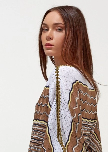 Desenli Oversize Haki Yazlık Triko Tunik Elbise - 7