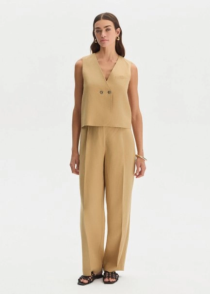 DESERT LINEN PLEATED PANTS - 1