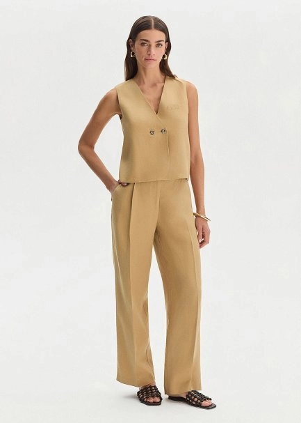 DESERT LINEN PLEATED PANTS - 2
