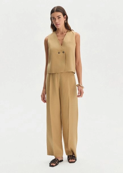 DESERT LINEN PLEATED PANTS - 3