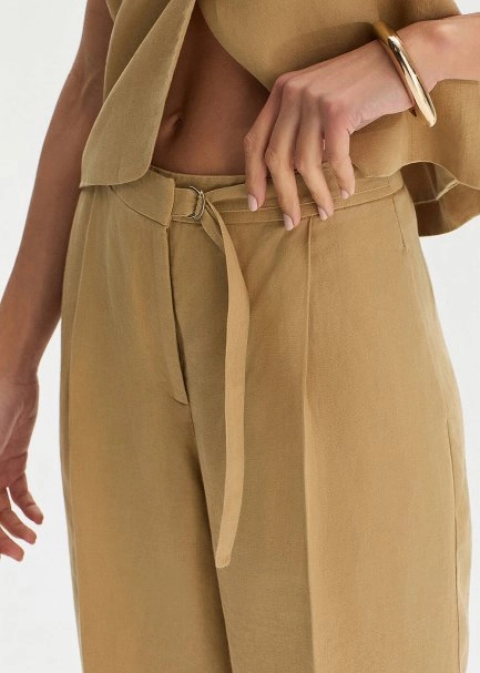 DESERT LINEN PLEATED PANTS - 4