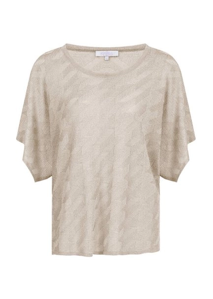 Bej Dökümlü Parlak Triko Üst - 6