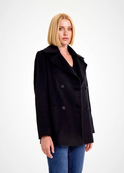 DOUBLEBREASTED BLACK WOOL COAT - 2