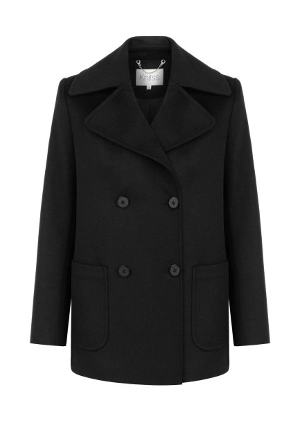 DOUBLEBREASTED BLACK WOOL COAT - 6