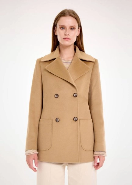 DOUBLEBREASTED CAMEL WOOL COAT - 1