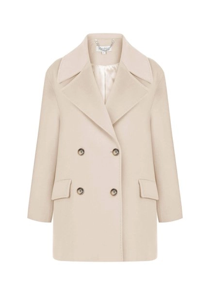 DOUBLEBREASTED OVERSIZE BEIGE WOOL COAT - 7