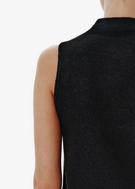 Draped Collar Black Knit Top - 4