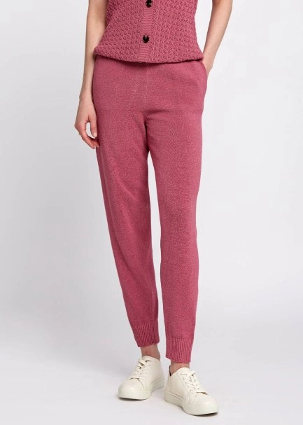 Drawstring Orchid Knit Jogging Pants - 1