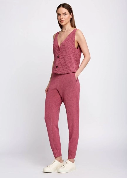 Drawstring Orchid Knit Jogging Pants - 2