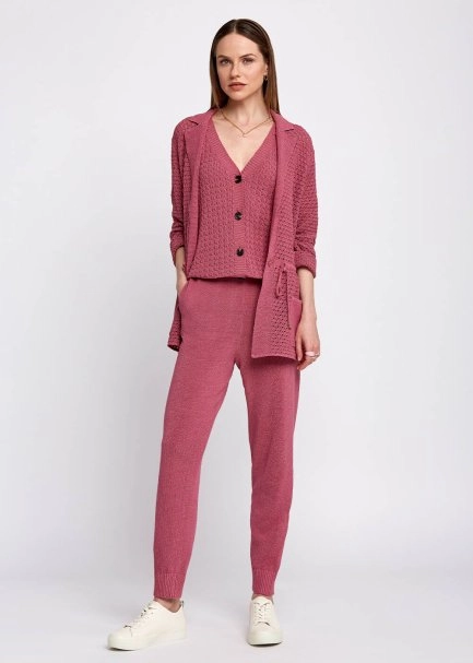 Drawstring Orchid Knit Jogging Pants - 5