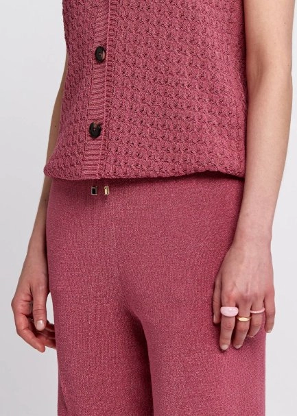 Drawstring Orchid Knit Jogging Pants - 6