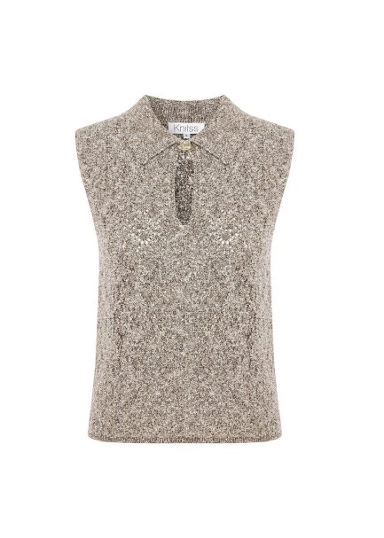 DROP COLLAR CACAO KNIT TOP - 6