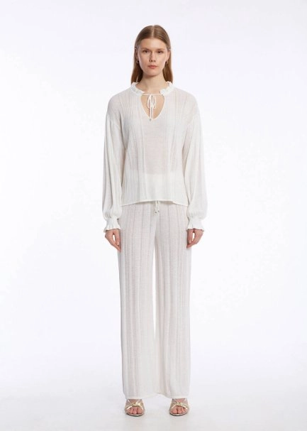 DROP COLLAR SPECIAL DESIGN PEARLY KNIT TOP - 2