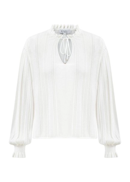 DROP COLLAR SPECIAL DESIGN PEARLY KNIT TOP - 6