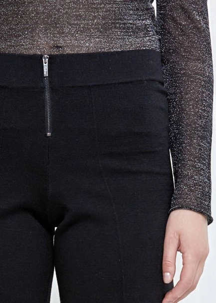 Duble Paça Kısa Siyah Triko Pantolon - 5
