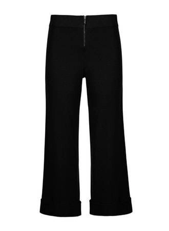 Duble Paça Kısa Siyah Triko Pantolon - 6