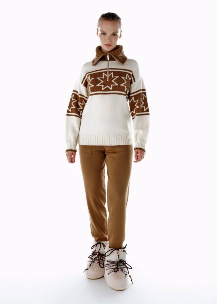 ECRU CAMEL CONTRAST STAR PATTERNED SWEATER - 2