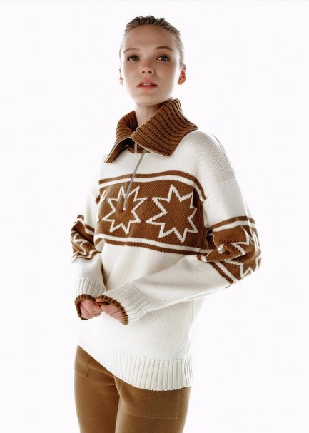 ECRU CAMEL CONTRAST STAR PATTERNED SWEATER - 3
