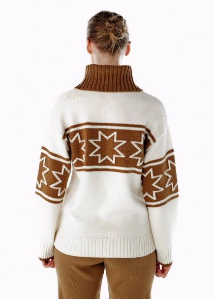 ECRU CAMEL CONTRAST STAR PATTERNED SWEATER - 5