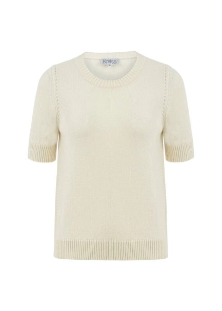 ECRU CASHMERE KNIT TOP - 6
