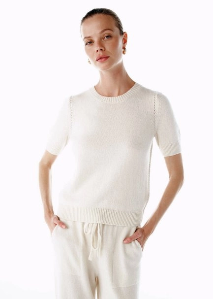 ECRU CASHMERE KNIT TOP - 3