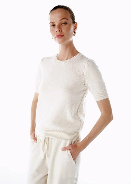 ECRU CASHMERE KNIT TOP - 4