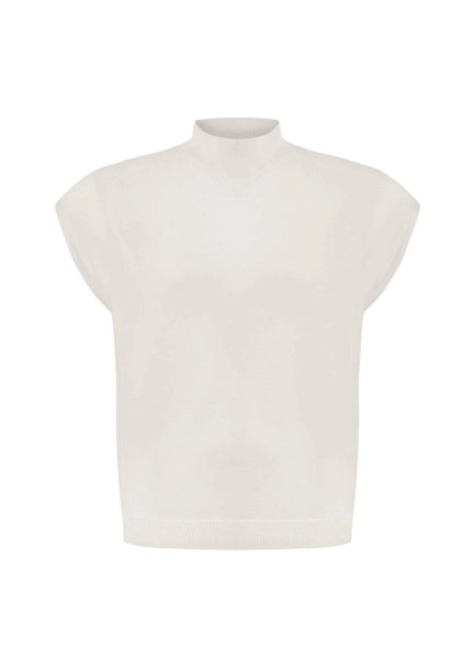 ECRU MERINO WOOL BLEND KNIT TOP - 6
