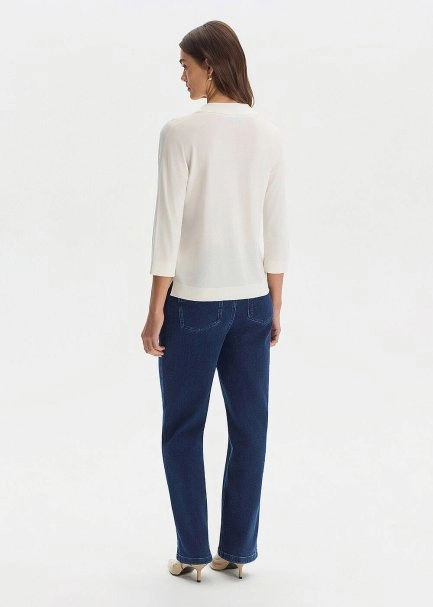 ECRU SILK BLEND POLO NECK SWEATER - 5