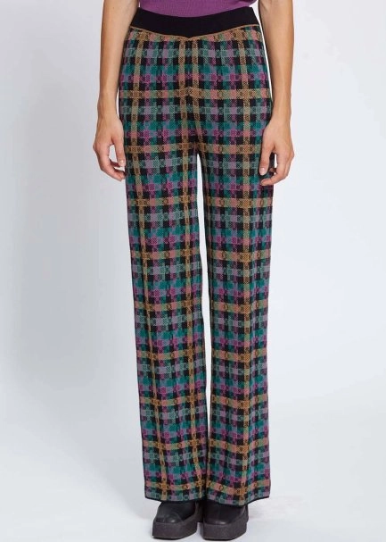 Ekose Desenli Jakar Triko Pantolon - 2