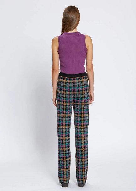 Ekose Desenli Jakar Triko Pantolon - 5