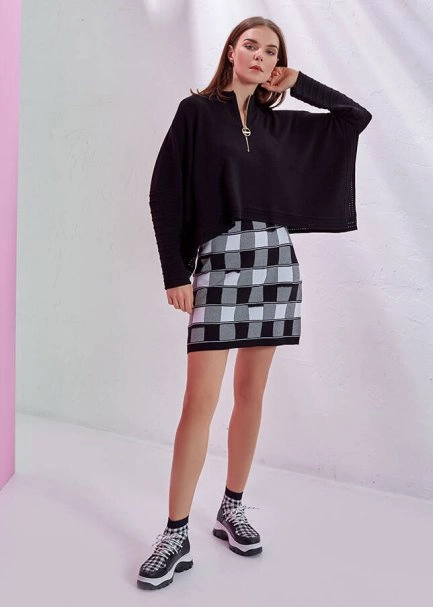 Ekose Desenli Siyah Spor Ayakkabı - 2