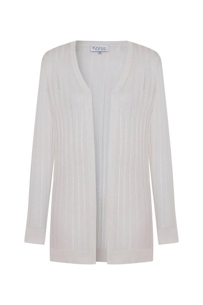 Ekru İpek Karışımlı Triko Hırka - 6