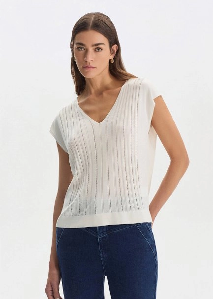 Ekru İpek Karışımlı Triko Üst - 3