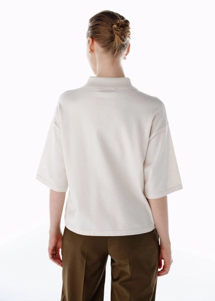 Ekru Kalpli Intersıa Desen Triko Üst - 5