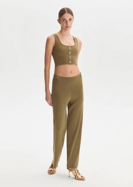 Epaulette Detaıled Anıs Knıt Pants - 2