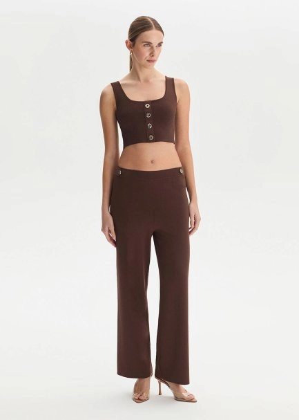 Epaulette Detaıled Cacao Knıt Pants - 2
