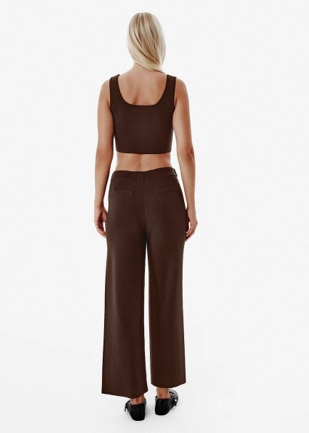 Epaulette Detaıled Cacao Knıt Pants - 4