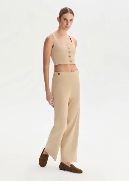 Epaulette Detaıled Desert Knıt Pants - 4
