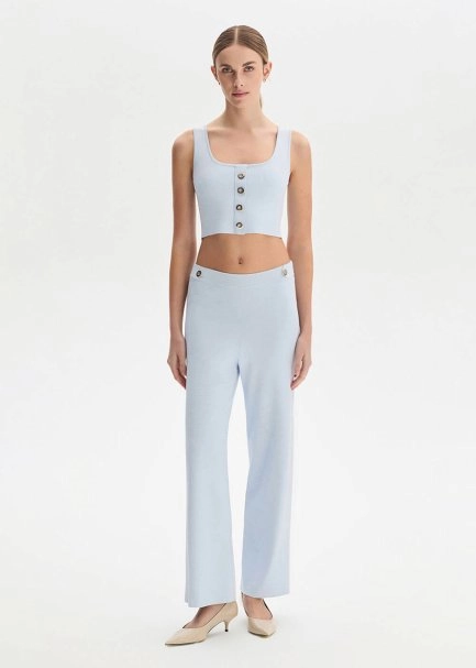 Epaulette Detaıled Sky Knıt Pants - 1