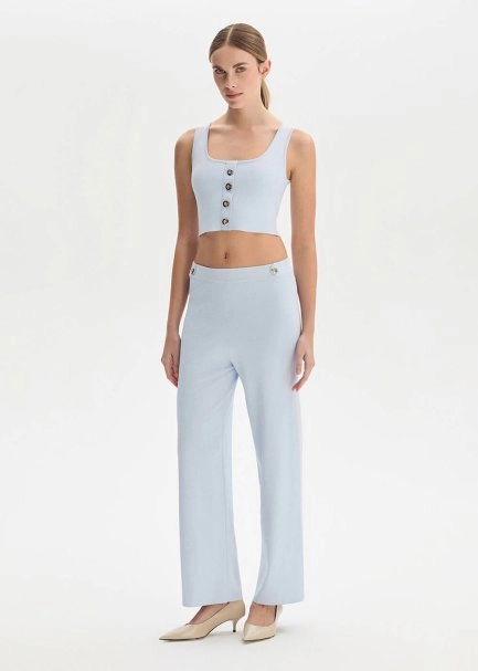 Epaulette Detaıled Sky Knıt Pants - 2