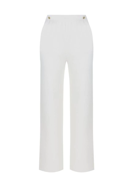 Epaulette Detaıled Whıte Knıt Pants - 6