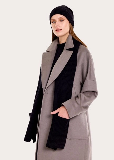 Essential Cep Detaylı Siyah Kaşmir Atkı - 2