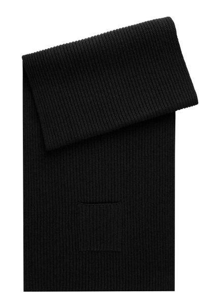 ESSENTIAL POCKET DETAILED BLACK CASHMERE SCARF - 6