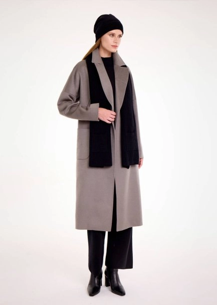 ESSENTIAL POCKET DETAILED BLACK CASHMERE SCARF - 4