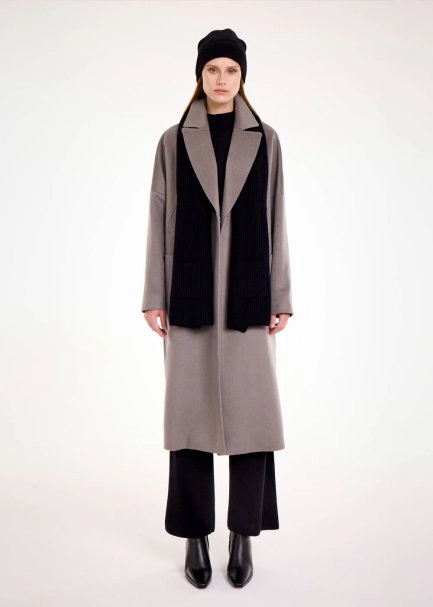 ESSENTIAL POCKET DETAILED BLACK CASHMERE SCARF - 5